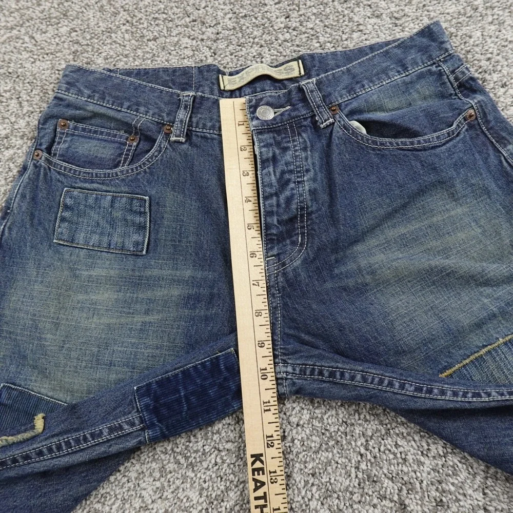 Express Jeans Mens 30X32 Dark Blue Denim Pants Patchwork Boot Button Fly Western